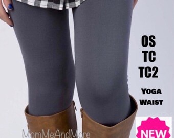 NEW OS/TC/TC2 Womens Solid Gray Leggings, Soft Yoga Pants, Exclusive Leggings, Solid Gray