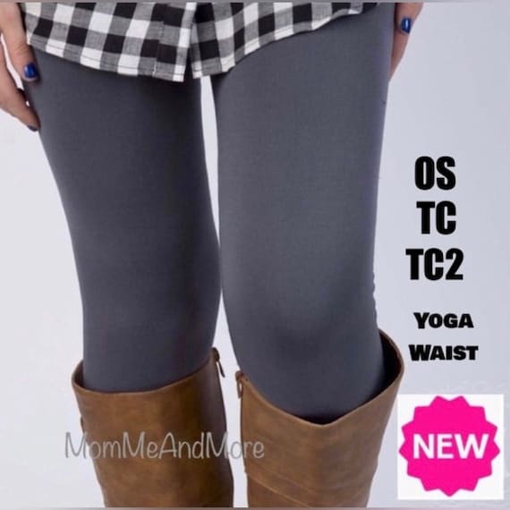 NEW OS/TC/TC2 Womens Solid Gray Leggings, Soft Yoga Pants