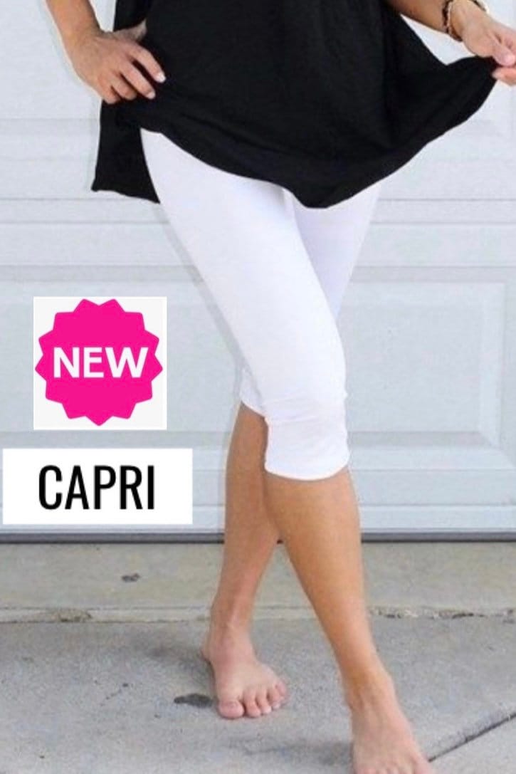 NEW Womens OS/PLUS White Capri Leggings, Solid White Crop Leggings, Soft  Yoga Waist Pants, White -  Canada