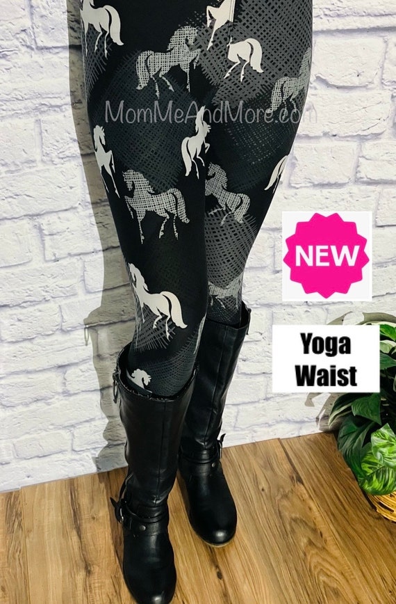 NEW Womens OS/PLUS Horse Leggings, Western Farm Ranch Cowgirl Horse Riding  Equestrian Leggings, Yoga Waist Pants, Black/white -  Canada