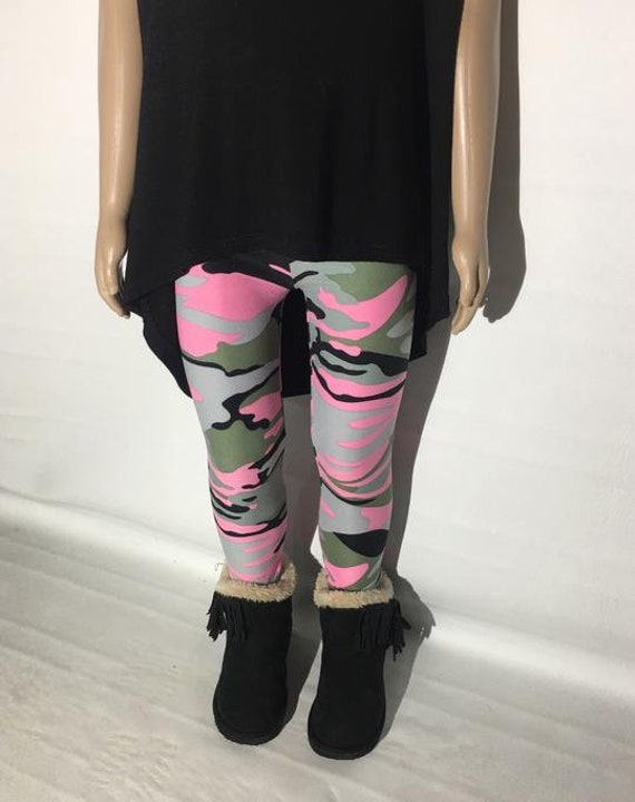 NEW Girls S/L Pink Camouflage Leggings, Kids School Yoga Pants, Pink Camo  Footless Tights, Mom and Me Leggings 