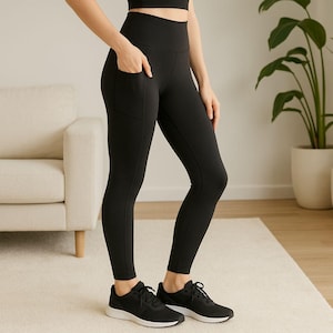 Black Pocket Leggings - High Waisted - Buttery Soft - Yoga Pants - Gift For Her - Best Black Pocket Leggings For Women