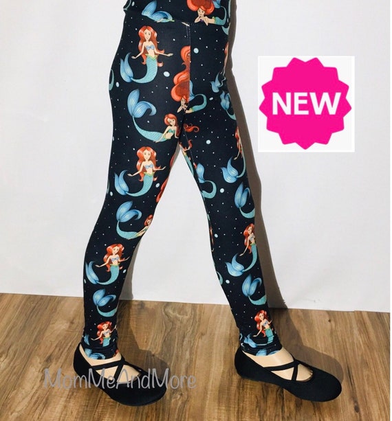 NEW Girls Best Leggings, Kids Mermaid Leggings, Red Hair Mermaid