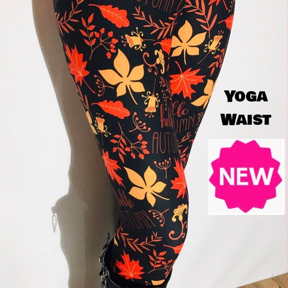 NEW OS/TC/TC2 Womens Thanksgiving Leggings, Fall Hello Autumn Oak