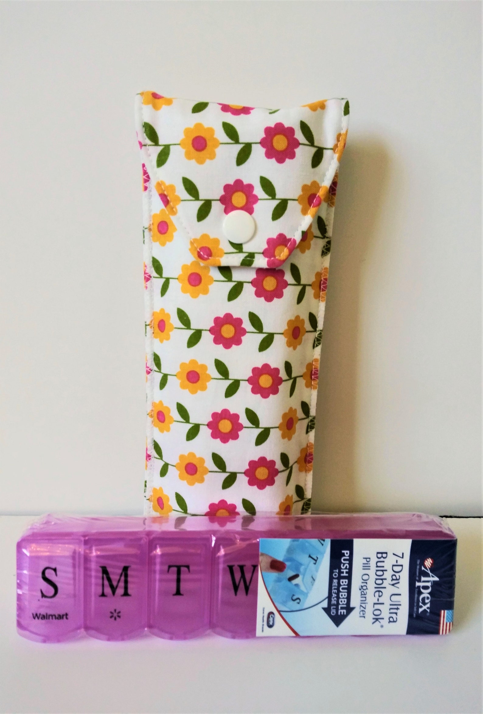 Pill Box Cover Floral Fabric Pill Sleeve and 7 Day Dispenser Etsy