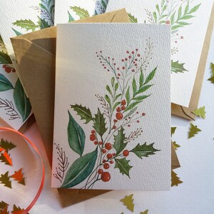 Botanical Card Set Christmas Ornaments Folded Blank Note and Greeting Cards Card texture options Originally Hand painted image 4