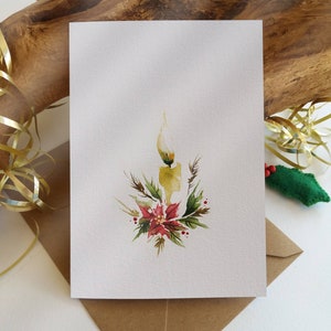 Biglietti di Natale. Set di 6 biglietti "Candela di Natale". Biglietti originariamente dipinti a mano. Biglietti di auguri minimalisti per le feste
