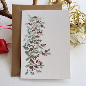 Carte de Noël pommes de pin. Jeu de cartes. Cartes de voeux de Noël vierges pliées