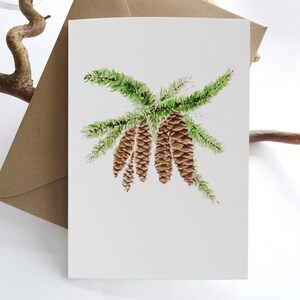 Tarjetas de Navidad de piñas. Conjunto de cartas. Tarjetas de felicitación navideñas en blanco dobladas