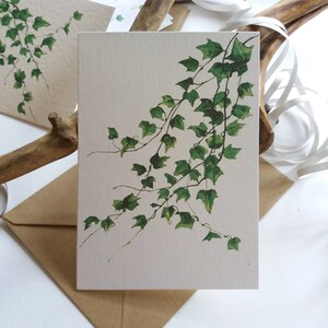 Botanical Cards Ivy Leaves Folded Blank Note and Greeting Cards Card texture option Originally Hand painted image 2