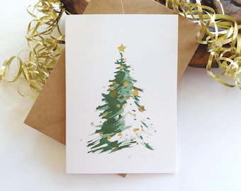 Christmas Cards. Set of 6 - Evergreen Christmas Tree - Holiday Season Greetings