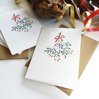 Ling Design 6 Biglietti Di Natale Artistici Di Beneficenza – Mouse At Christmas – 141x141 Mm, Sostenibili, Con Buste
