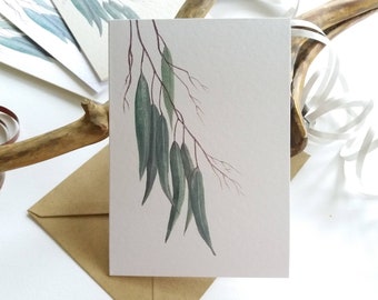 Botanical Cards, Eucalyptus Leaves Card Set - Folded Blank Card, Note Card, Originally Hand painted, Card Print, Handmade Greeting Card