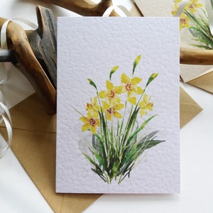 Jeu de cartes. Carte florale. Notes vierges pliées jonquilles et cartes de voeux - Options de texture de carte - Peint à la main à l'origine