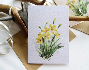 Floral Cards, Daffodils, Card Set - Simple, Elegant, Originally Hand painted, Card Print, Handmade Floral Card