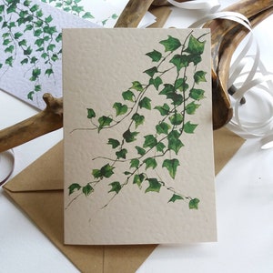 Botanical Cards Ivy Leaves Folded Blank Note and Greeting Cards Card texture option Originally Hand painted image 3