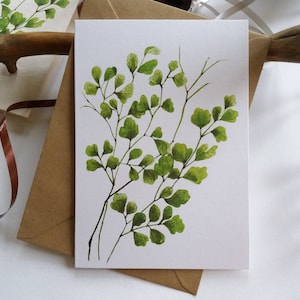 Kaartenset. Botanische kaart. Ginkgobladeren - set gevouwen blanco notitie- en wenskaarten - textuuropties voor kaarten - oorspronkelijk handgeschilderd
