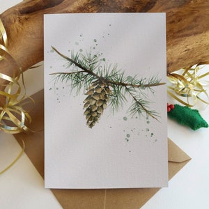 Dennenappel kerstkaart. Kaartenset. Gevouwen blanco kerstkaarten