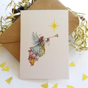 Weihnachtskarten. 6er Set Trompete Engel Karten Religiöse Weihnachtskarten. Ursprünglich handgemalte minimalistische Weihnachtsgrußkarten