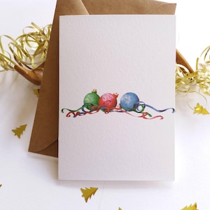 Kerstkaarten. Set van 6 kerstballenkaarten. Minimalistische kaarten. Oorspronkelijke handgeschilderde kerstkaarten