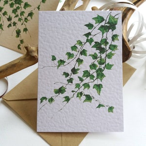 Botanical Cards Ivy Leaves Folded Blank Note and Greeting Cards Card texture option Originally Hand painted image 4