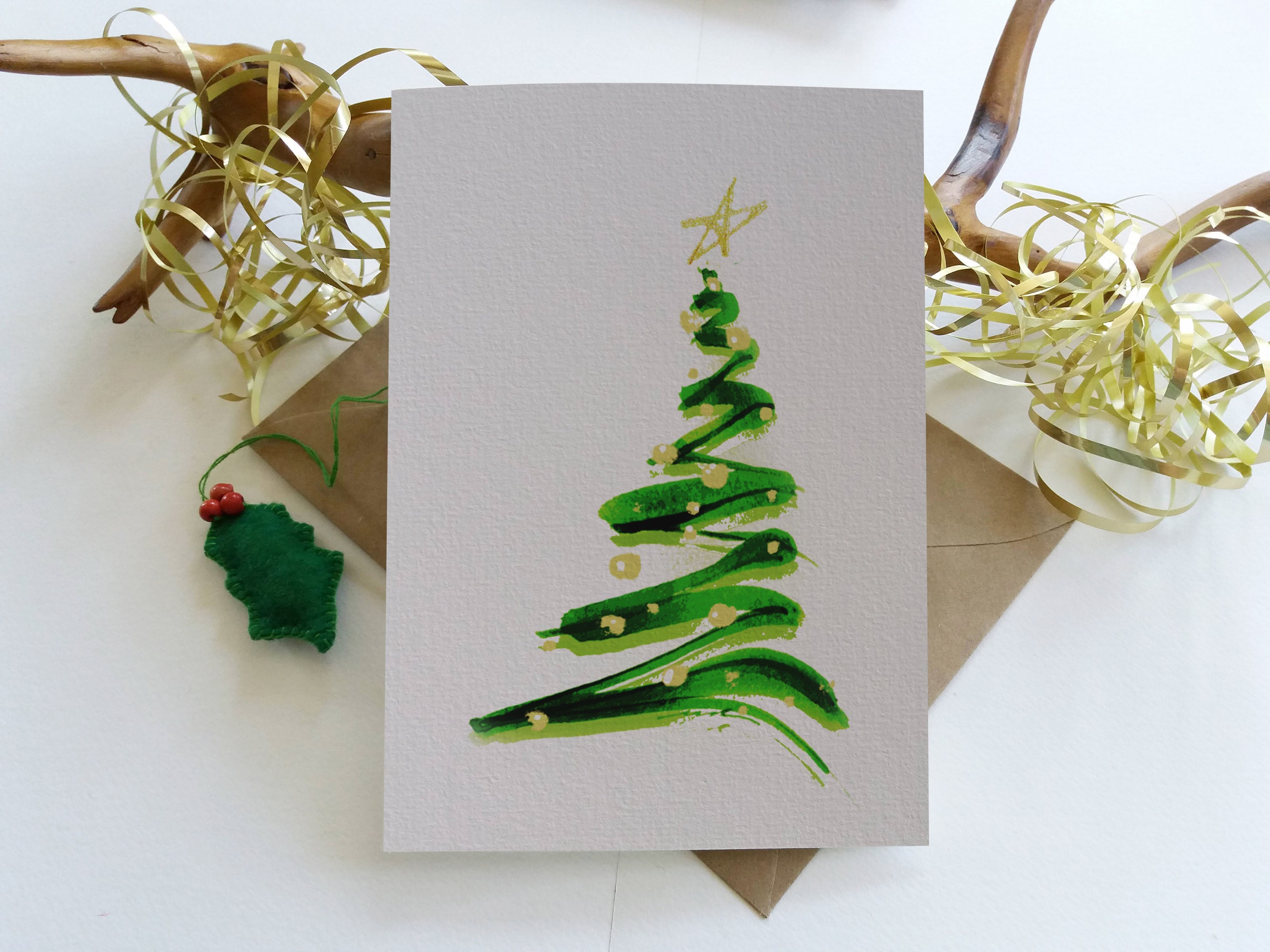 Personalised Merry Christmas Card With Christmas Tree By Little Silverleaf