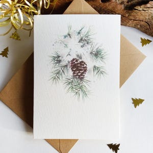 Tarjetas navideñas. Juego de 6 tarjetas con forma de piña nevada. Tarjetas de felicitación navideñas plegadas