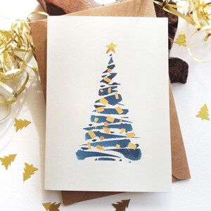 Christmas Cards. Set of 6 - Abstract Blue Christmas Tree - Holiday Season Greetings image 7