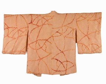 Kimono Cardigan NATSU / Cleaned Vintage Kimono orange/ Shibori Batik Haori / Silk Kimono Jacket/ Wearable Art / Shibori Batik /KimonoMädchen