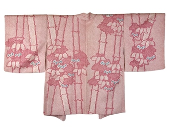 Japanese stylish Kimono Jacket in lilac and blue Shibori Batik, Haori, Silk Kimono Jacket,  ships from Germany