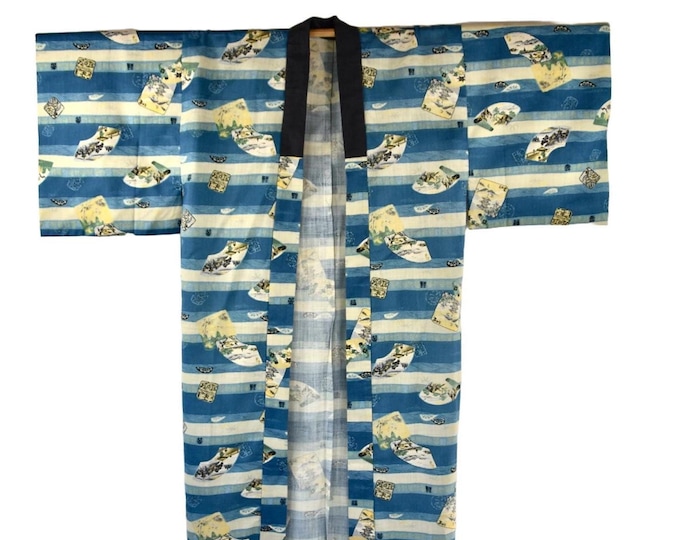 Japanese Kimono with beautiful landscape motif for him,  present for fathers Day and Japanlovers