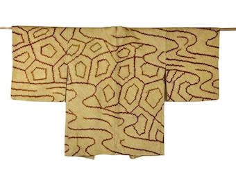 Japanese stylish Kimono Jacket in yellow Shibori Batik, Haori, Silk Kimono Jacket,  ships from Germany