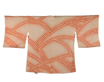 Japanese stylish Kimono Jacket in orange Shiori Batik, Haori, Silk Kimono Jacket,  ships from Germany
