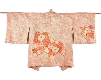 Kimono Cardigan NATSU / Cleaned Vintage Kimono orange/ Shibori Batik Haori / Silk Kimono Jacket/ Wearable Art / Shibori Batik /KimonoMädchen
