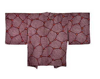 Japanese stylish Kimono Jacket in Bordeaux red Shibori Batik, Haori, Silk Kimono Jacket,  ships from Germany