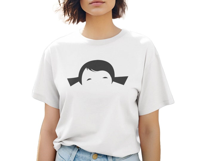 T-Shirt Straight Fit, Organic Cotton white or grey, KimonoMaedchen Kokeshi, Present for her