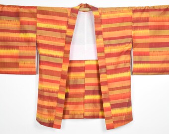 KimonoM\u00e4dchen, silk Ikat Kimono Jacket summer Jacket present Antique Meisen Haori Japanese short Kimono Sustainable fashion