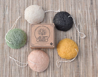 Japanese Konjaku Sponge for daily cleansing / Gentle Peeling / 100% vegan / KOMACHI made by Yamamoto Farm / Japanese Cosmetic