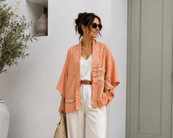 Japanese stylish Kimono Jacket, Shiori Batik, Haori, Silk Kimono Jacket,  ships from Germany, Present for Japan Lovers