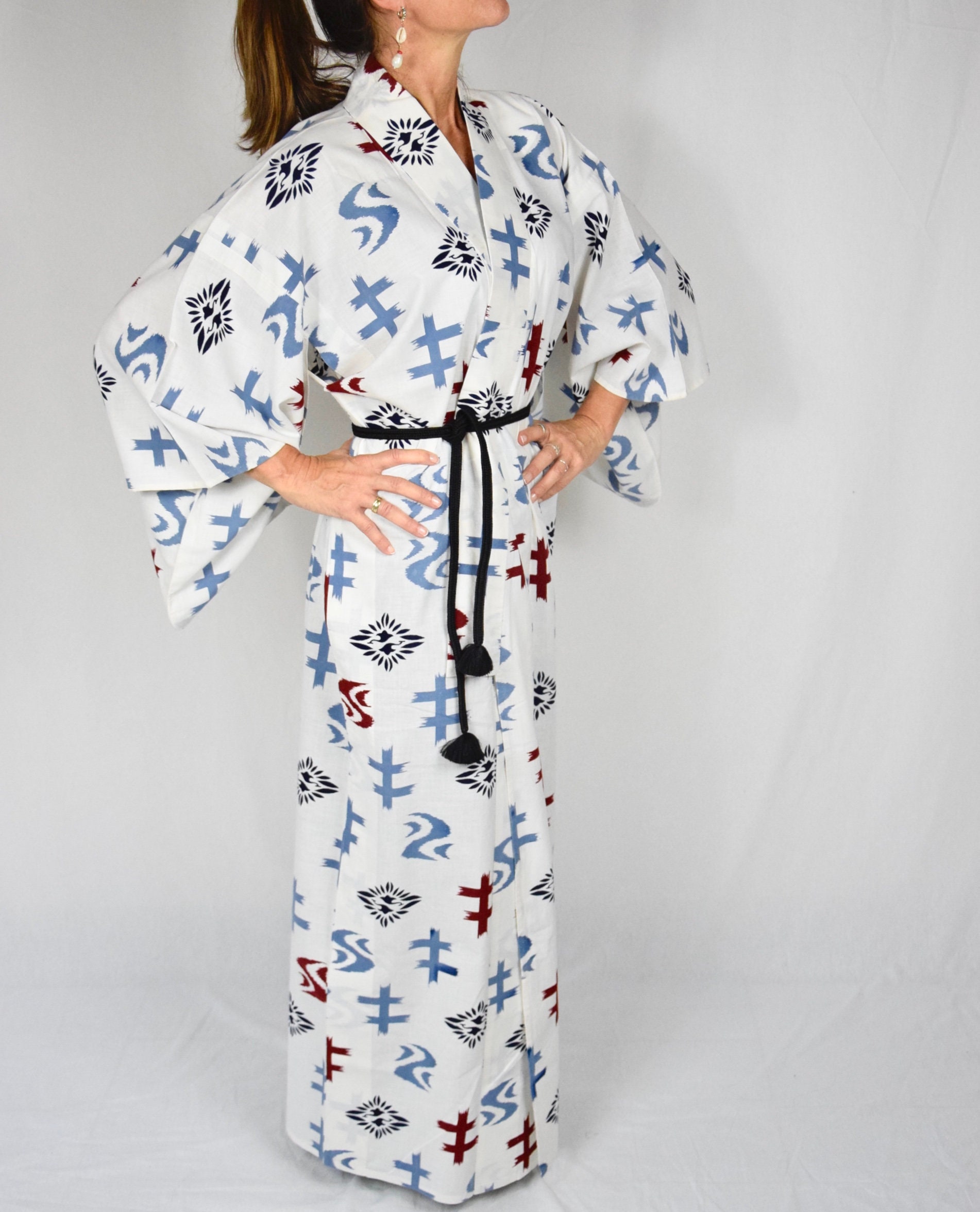 Yukata, Japanese Summer Kimono, Cotton, Japanese Vintage Kimono