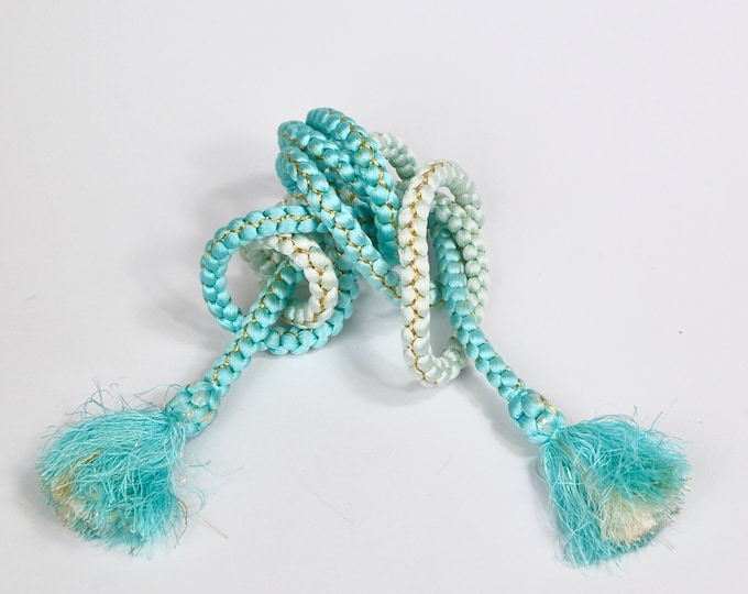 Obijime, Japanese Kumihimo turquoise blue , Silk Cord, Silk Belt, Kumihimo Belt, Silk Necklace, Present, Boho Chic, KimonoMaedchen