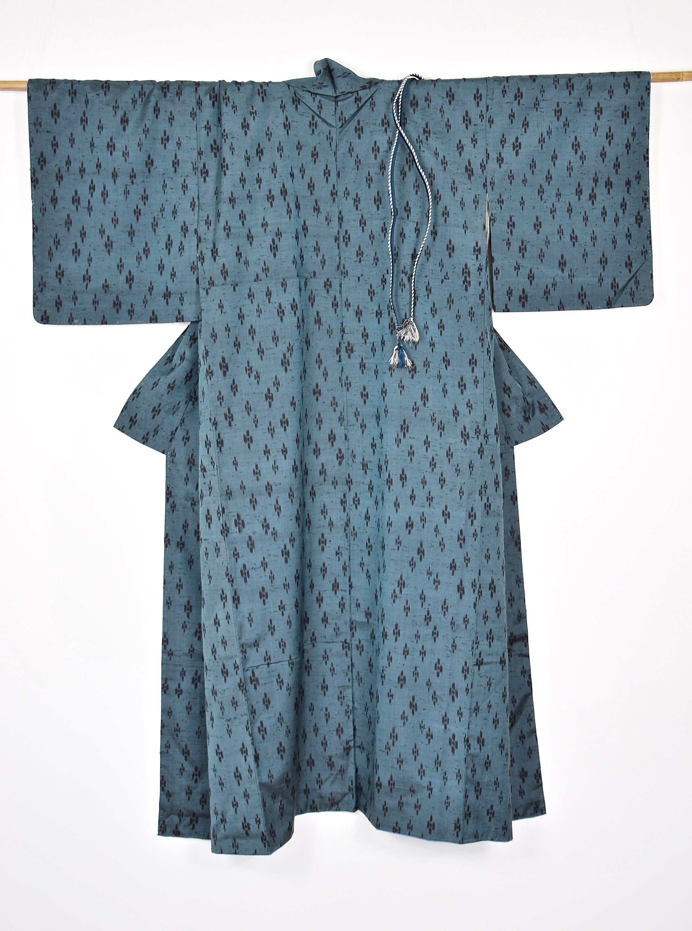 Vintage Kimono Ikat blue, unisex with Belt, Kimono Robe, Coat, Boho