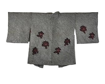 Japanese stylish Kimono Jacket in black Shibori Batik, Haori, Silk Kimono Jacket,  ships from Germany