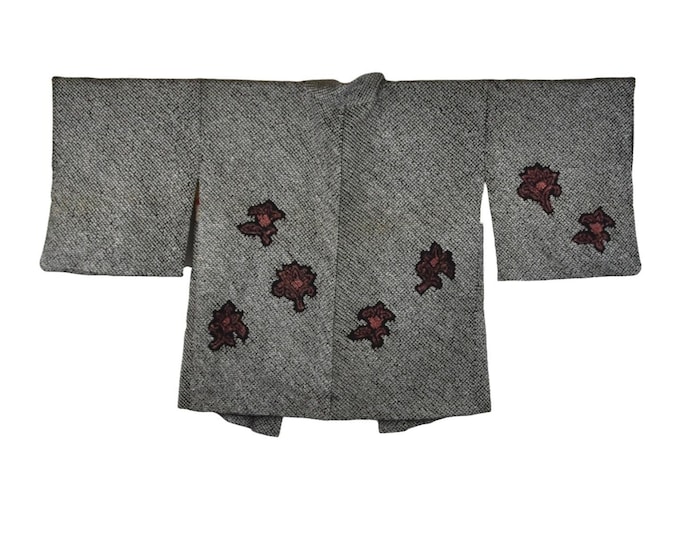 Japanese stylish Kimono Jacket in black Shibori Batik, Haori, Silk Kimono Jacket,  ships from Germany