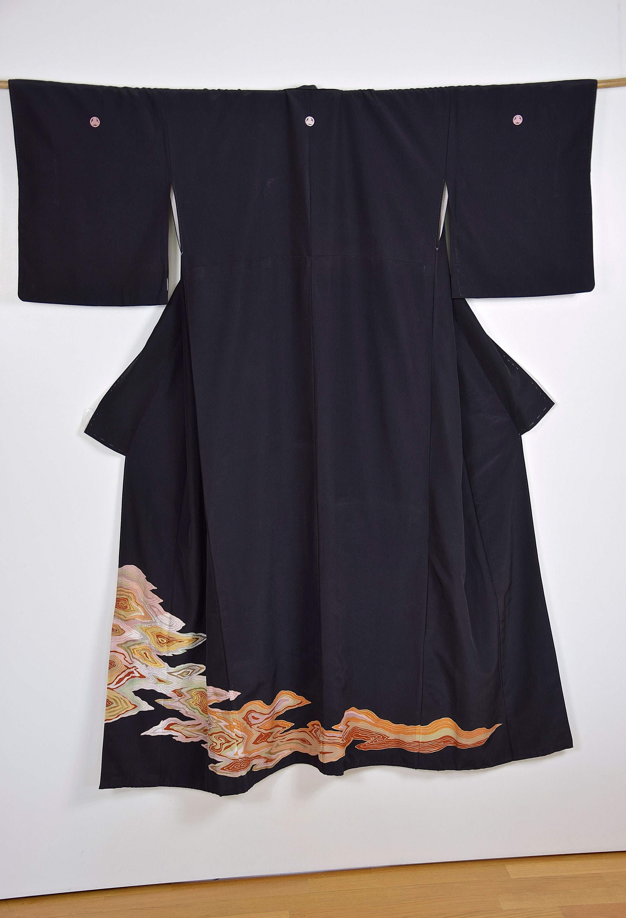 Japanese Vintage Kimono, Wall Decoration, Kuro Tomesode Autumn, Kimono