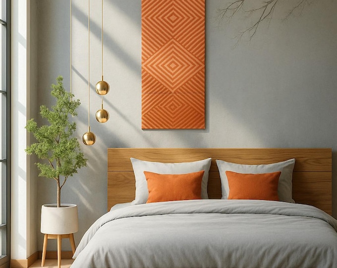 Reversible Tablerunnder, Japanese Obi Belt orange, Wall decoration, Kimono Belt silk, Japanese interior decoration,
