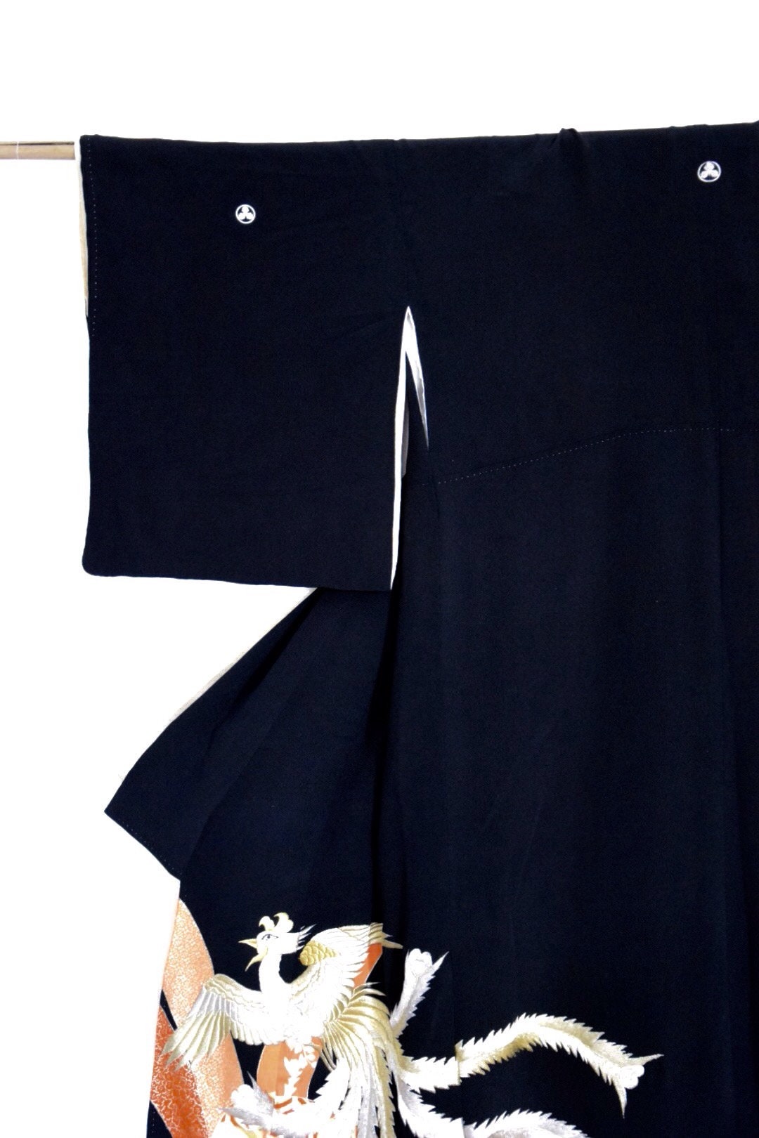 Japanese Vintage Kimono, Wall Decoration, Kuro Tomesode Autumn, Kimono