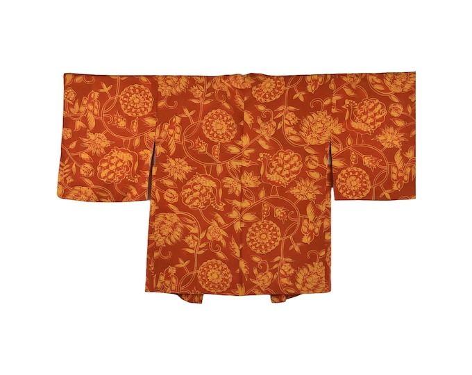Kimono Jacket in orange,  Japanese Haori, Silk Jacket,  sustainable, for Japan Lovers, ships from Germany