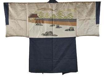 Kimono Jacket "Zen Garden"/ Haori / Samurai Jacket / Oshima Tsumugi / Wall Decoration / Haori  / Present for him / Kimonomädchen