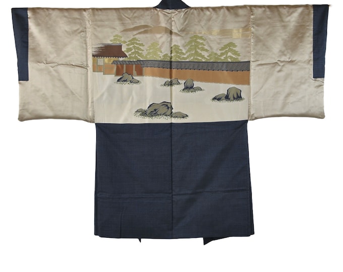 Kimono Jacket "Zen Garden"/ Haori / Samurai Jacket / Oshima Tsumugi / Wall Decoration / Haori  / Present for him / Kimonomädchen